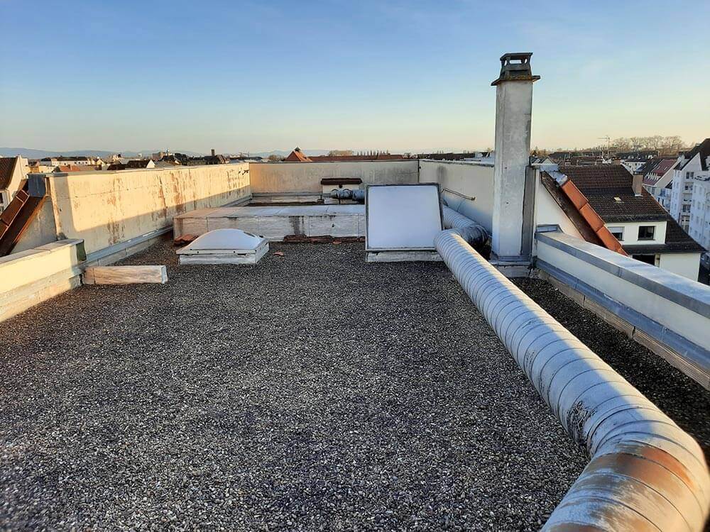 Photo toit avant aménagement d'un Rooftop à Strasbourg Neudorf